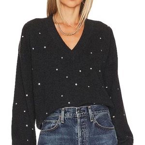 27 miles mailbu v neck soft cashmere sweater with small lightning bolt
